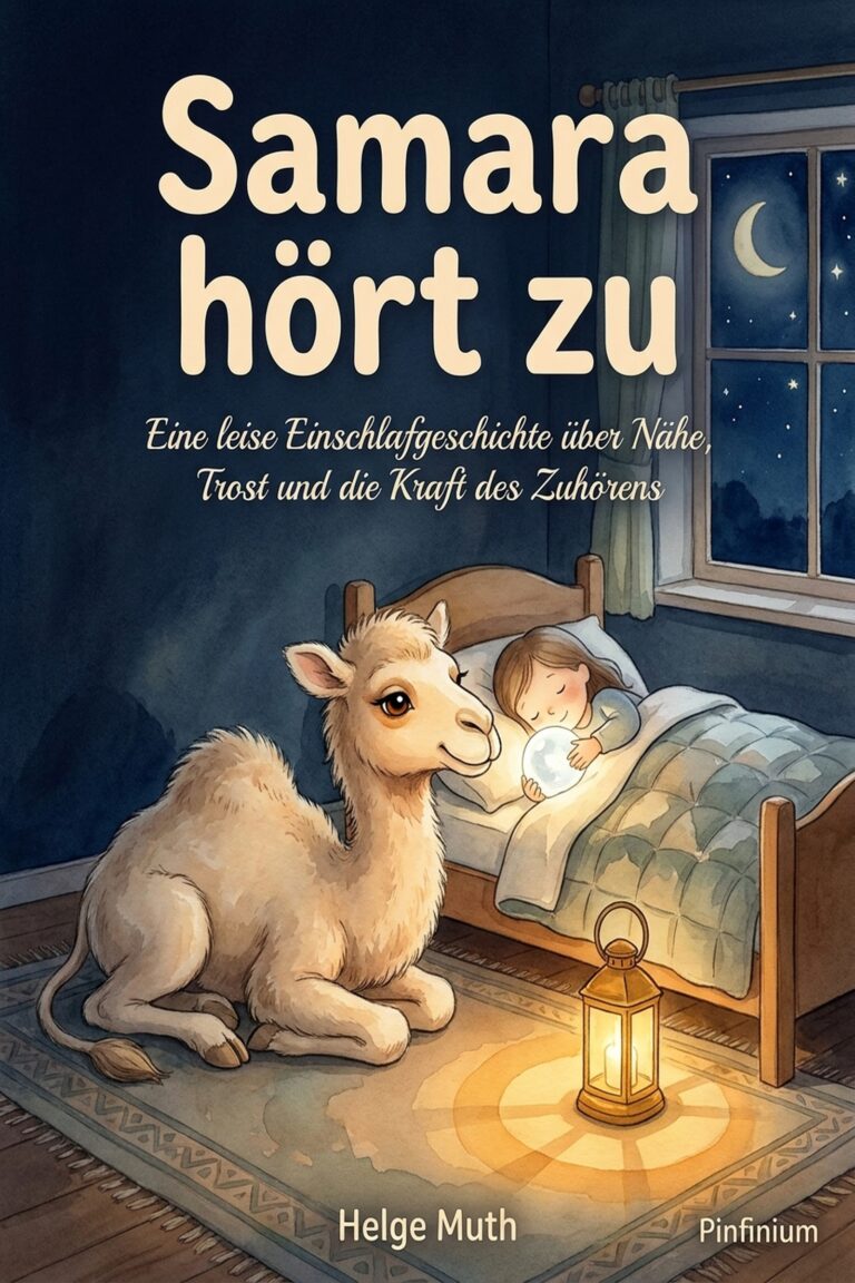 Cover von Samara hört zu von Helge Muth: Samara, das junge Kamel, neben Leonies Bett.